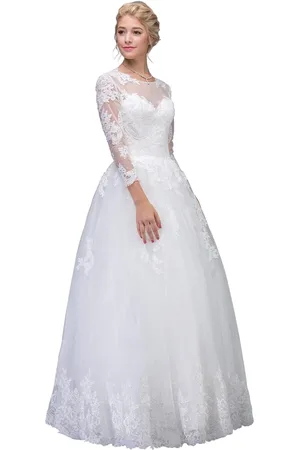 Eureka Fashion Bridal Lace Long Sleeve Wedding Evening Gown