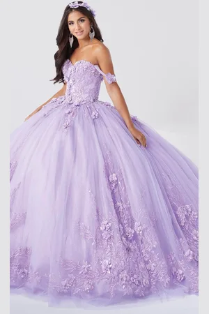 Fiesta Gowns 56467 - Embroidered Floral and Glittery Voluminous Gown