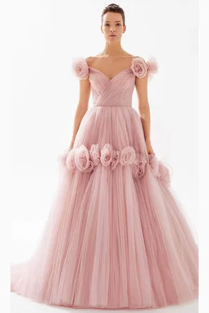 TARIK EDIZ 98245 - Off-Shoulder Tulle Evening Gown