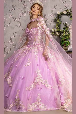 GLS by Gloria GL3467 - Floral Applique Strapless Ballgown