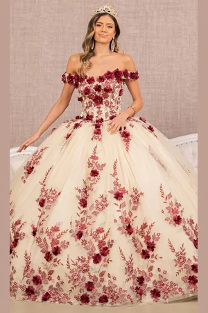 Elizabeth K GL3105 - Floral Ornate Quinceanera Ballgown