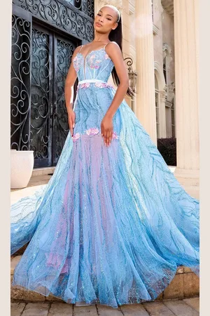 Portia and Scarlett PS24251 - Plunging Sweetheart Overskirt Prom Gown