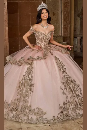 Rachel Allan RQ3129 - Fringe Embellished Off-Shoulder Ballgown