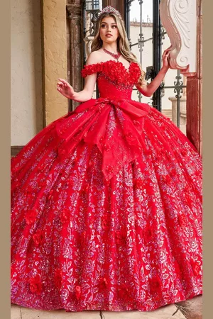 Rachel Allan Bridal RQ1141 - Floral Appliqued Off Shoulder Ballgown