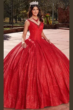 Rachel Allan RQ1127 - Embellished V-Neck Quinceanera Ballgown