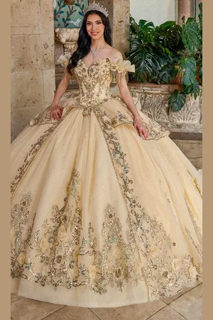 Rachel Allan Bridal RQ3137 - Floral Appliqued Off Shoulder Ballgown