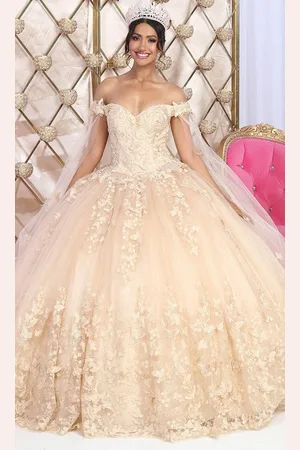 May Queen LK236 - Off Shoulder Butterfly Ballgown