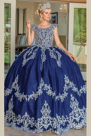 Dancing Queen 1709 - Scoop Neck Beaded Appliqued Ballgown