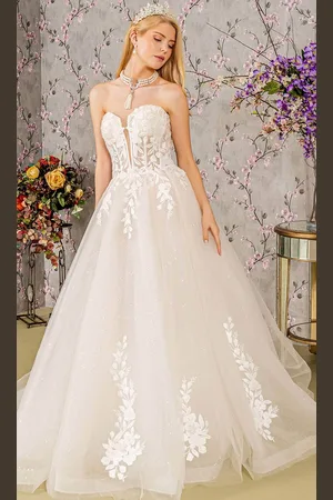 GLS by Gloria Bridal GL3349 - Strapless Embroidered Ballgown
