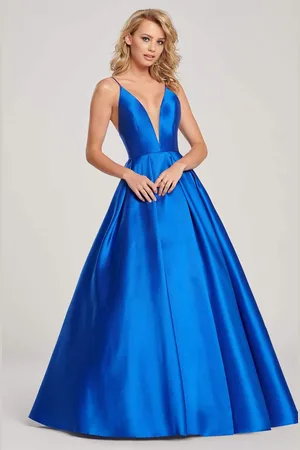 Colette for Mon Cheri CL19827 Illusion V-Neck Junior Prom Mikado Gown
