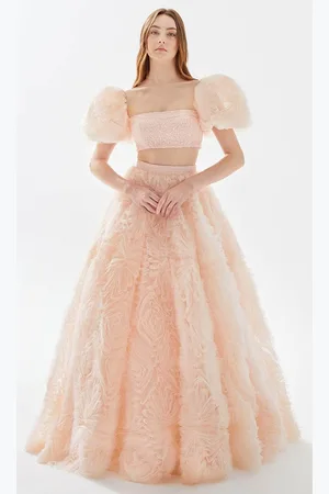 TARIK EDIZ 52081 - Two Piece Puffy Ruffled Tulle Gown