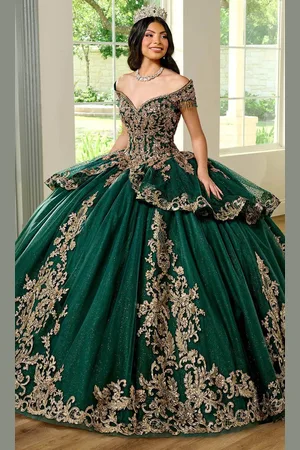 Rachel Allan RQ3129 - Fringe Embellished Off-Shoulder Ballgown