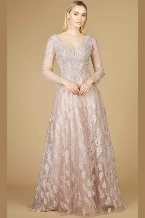 Lara Dresses 29212 - Long Sleeve V-Neck Ballgown