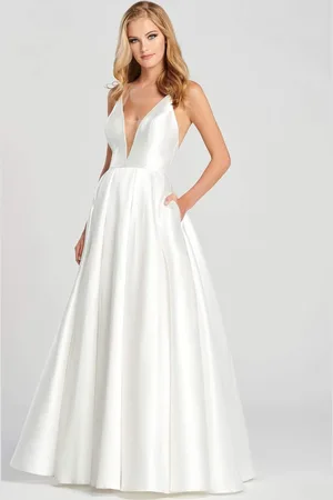 Colette for Mon Cheri CL19827 Illusion V-Neck Junior Prom Mikado Gown