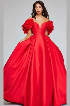 JOVANI 40794 - Rosette Plunging Ballgown