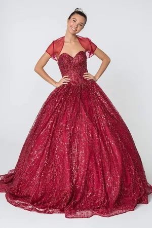 Elizabeth K GL2804 Embellished Sweetheart Ballgown with Bolero