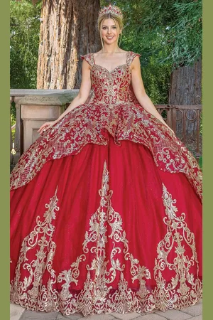 Dancing Queen 1670 - Sequin Lace Peplum Ballgown