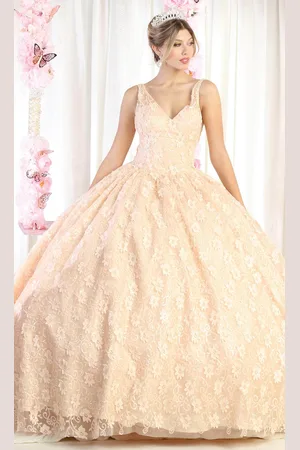 May Queen LK168 - Floral Lace Quinceanera Ballgown