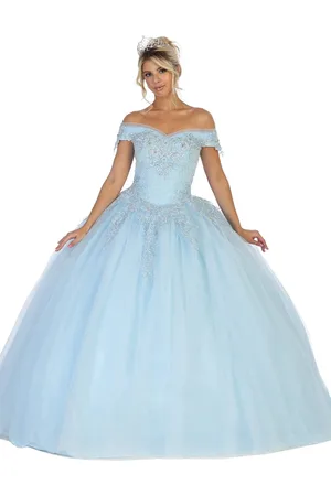 May Queen LK119 Off Shoulder Trailing Florals Ballgown