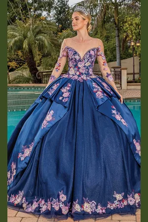 Dancing Queen 1816 - Long Sleeve Floral Ballgown