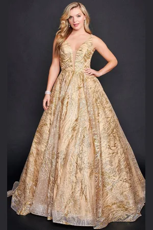 Nina Canacci 8209 - Crisscross Back Ballgown