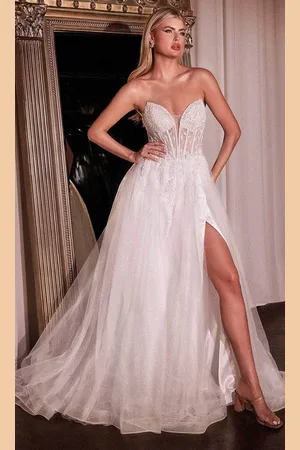 Ladivine CD0230W - Strapless V-Neck Bridal Gown