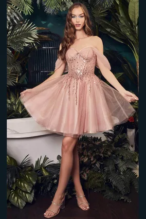Ladivine CD0211 - Off Shoulder Corset Dress
