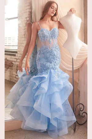 Ladivine CC8915 - Embroidered Sleeveless Mermaid Prom Gown
