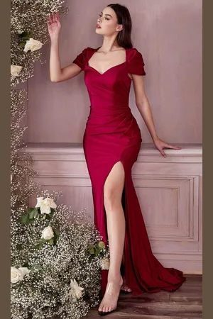 Ladivine KV1061 - Cap Sleeve Shawl Evening Dress