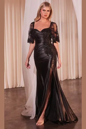 Ladivine CDS499 - Sheer Capelet Sweetheart Prom Dress