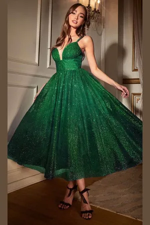 Ladivine CD996T - Sleeveless Glitter Flocked Dress