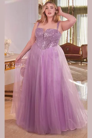 Ladivine CD0217C - Glittery Basque Evening Dress