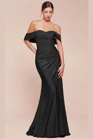 Ladivine CD790 - Ruched Off Shoulder Long Gown