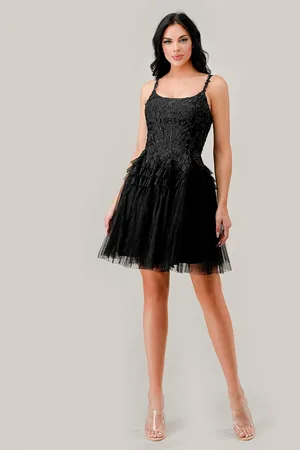 Ladivine 9310 - Embroidered A-line Cocktail Dress