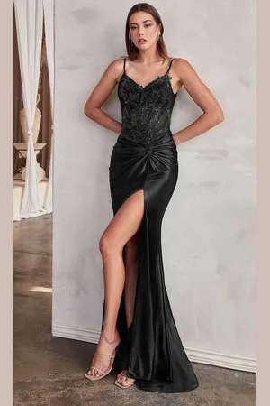 Cinderella Divine CD0176 - Prom Gown with Beaded Lace and Corset Bodice