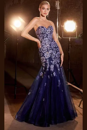 Ladivine CM340 - Sweetheart Floral Motif Prom Gown