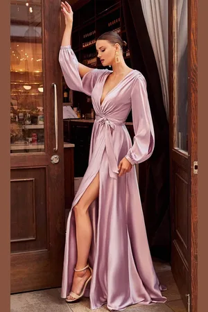 Cinderella Divine 7475 Plunging V Neck High Slit Long dress