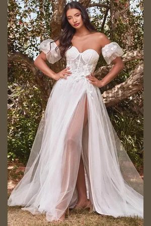 Ladivine CB080W - Strapless Floral Wedding Gown
