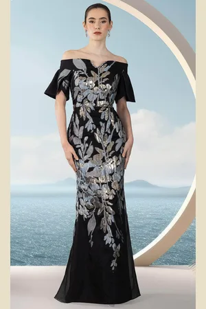 Janique 25941 - Metallic Foliage Evening Dress