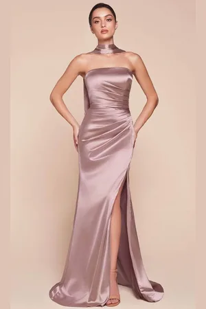 Cinderella Divine 7451 - Strapless Satin Long Gown