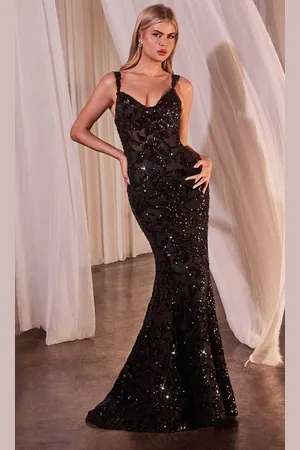 Cinderella Divine CR381 - Sequin Velvet Formal Gowns