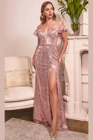 Ladivine CH167 - Sequin Off Shoulder Prom Gown