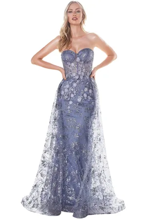 Ladivine CB046 - Strapless Glitter Bustier Gown