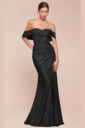 Ladivine CD790C - Off Shoulder Satin Plus Gown