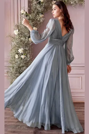 Ladivine CD0192 - Bishop Sleeve Chiffon Dress