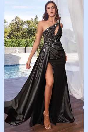Ladivine CDS454 - Sequin Asymmetrical Evening Dress