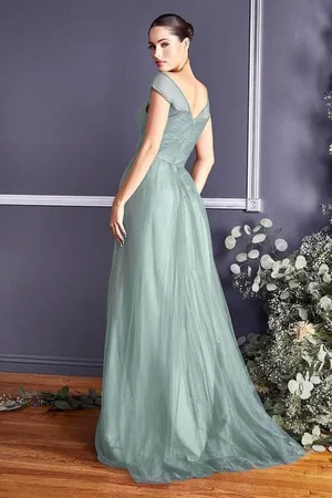 Ladivine ET320 - Pleated Top A-Line Gown