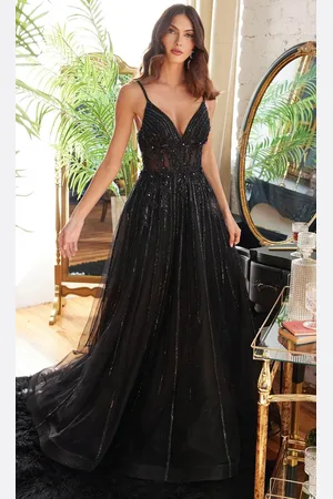 Ladivine CD994 - Applique A-Line Long Prom Dress