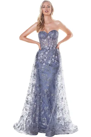 Cinderella Divine CB046 Floral Appliqued Bustier Overskirt Gown