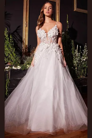 Ladivine CM321W - Floral Sleeveless Bridal Gown